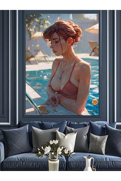 Tablomega Decorative Canvas by the Pool - Mdf Wooden Painting