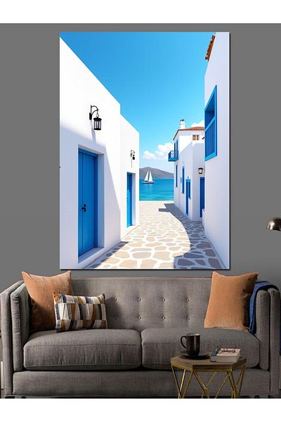 Tablomega Pânză decorativă White Street And Doors - Lemn MDF