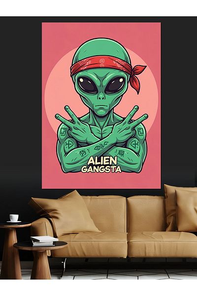 Tablomega Pânză decorativă Alien Gangster - Lemn MDF