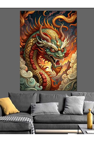 Tablomega Pânză decorativă Dragon - Lemn MDF