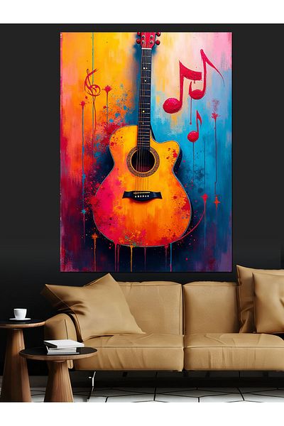Tablomega Colorful Guitar Decorative Canvas - Mdf Wooden Painting