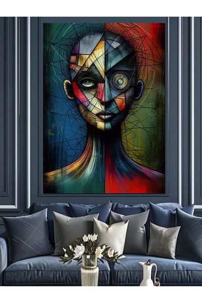 Tablomega Colorful Abstract Face Portrait Decorative Canvas - Mdf Wooden Painting