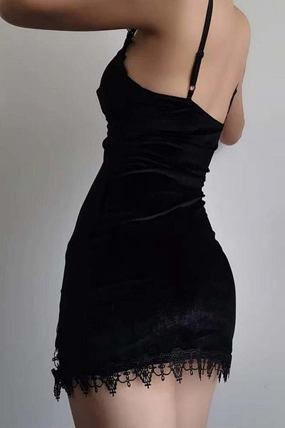 Karakedi Lace Detailed Strappy Slit Dress
