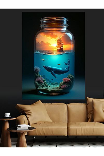 Tablomega Sea Landscape Decorative Canvas in a Jar - Mdf Wooden Painting