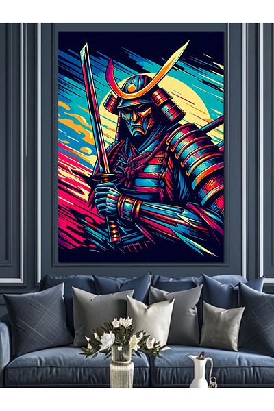 Tablomega Colorful Samurai Decorative Canvas - Mdf Wooden Painting