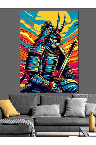 Tablomega Colorful Samurai Decorative Canvas - Mdf Wooden Painting