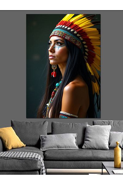 Tablomega Native American Woman Portrait Decorative Canvas - Mdf Wooden Painting