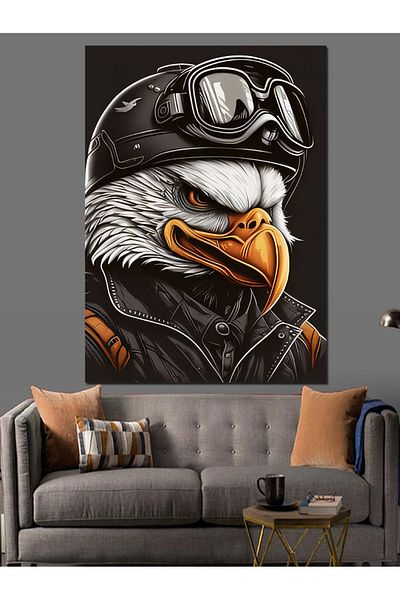 Tablomega Pilot Eagle Decorative Canvas - Mdf Wooden Painting