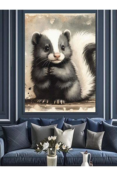 Tablomega Cute Skunk Decorative Canvas - Mdf Wooden Painting