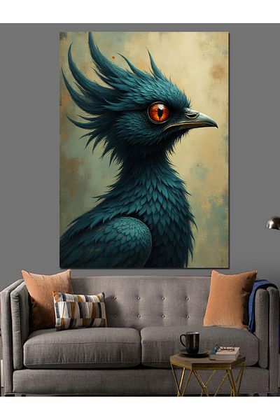 Tablomega Blue Exotic Bird Decorative Canvas - Mdf Wooden Painting