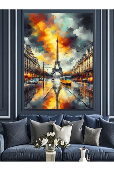Tablomega Paris Sunset Decorative Canvas - Mdf Wooden Painting
