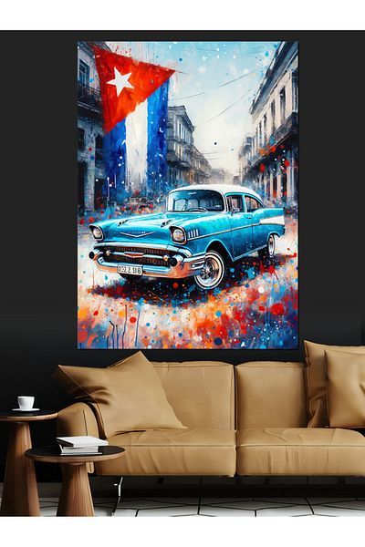 Tablomega Cuban Car Decorative Canvas - Mdf Wooden Painting
