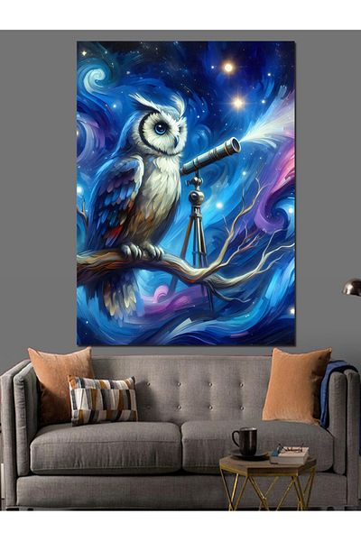 Tablomega Telescope Owl Decorative Canvas - Mdf Wooden Painting