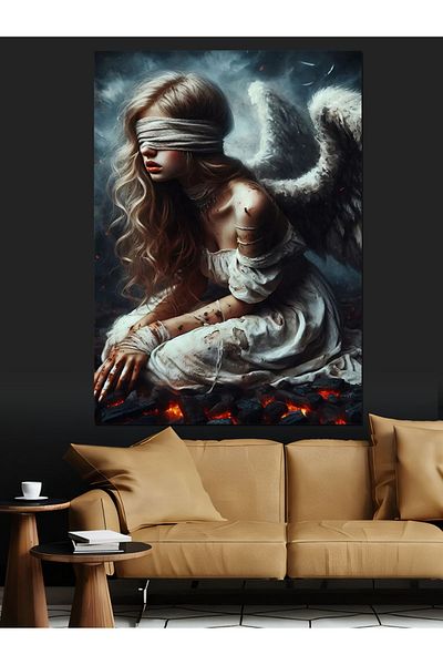 Tablomega Blindfolded Angel Decorative Canvas - Mdf Wooden Painting