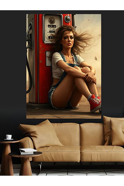 Tablomega Gas Station Decorative Canvas - Mdf Wooden Painting