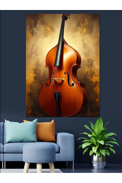 Tablomega Classic Cello Instrument Decorative Canvas - Mdf Wooden Painting