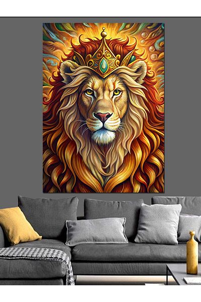 Tablomega Lion Portrait Decorative Canvas - Mdf Wooden Painting