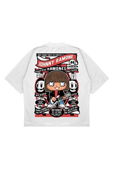 PURE EFFECT Unisex Oversize kroj Johnny Ramone Leđa Štampano Kutijasti kroj D...