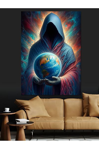 Tablomega Mystery Holding the World Decorative Canvas - Mdf Wooden Painting