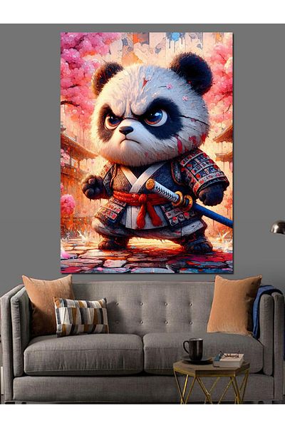 Tablomega Samurai Panda Decorative Canvas - Mdf Wooden Table
