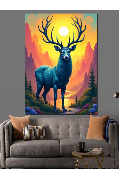 Tablomega Colorful Deer Decorative Canvas - Mdf Wooden Painting