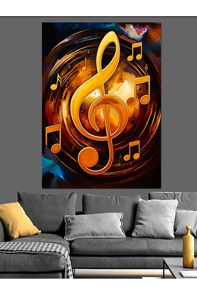 Tablomega Gold Music Note Decorative Canvas - Mdf Wooden Painting