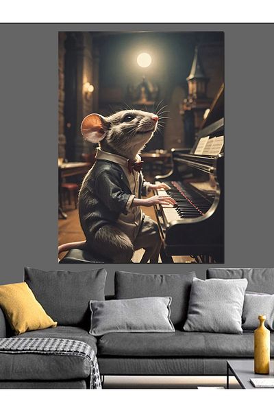 Tablomega Pianist Mouse Decorative Canvas - Mdf Wooden Painting