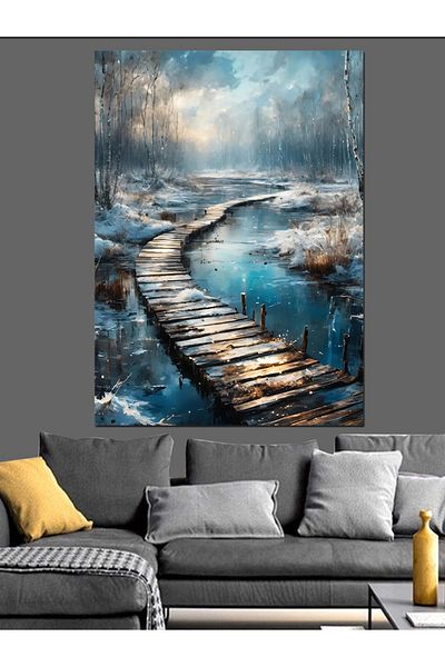 Tablomega Foggy Path Decorative Canvas - Mdf Wooden Painting