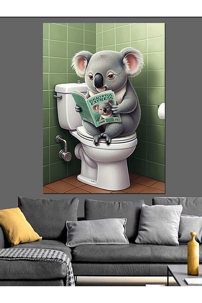 Tablomega Pânză Decorativă Koala pe Toaletă - Lemn MDF