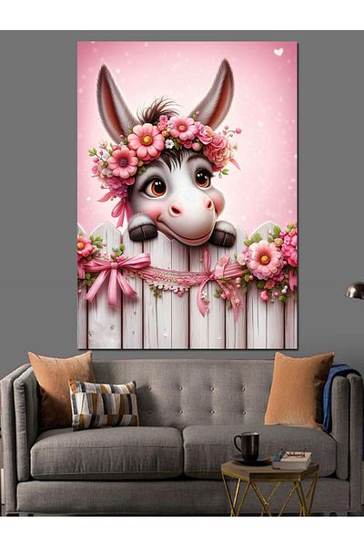 Tablomega Pânză decorativă iepure coroană de flori - Lemn MDF