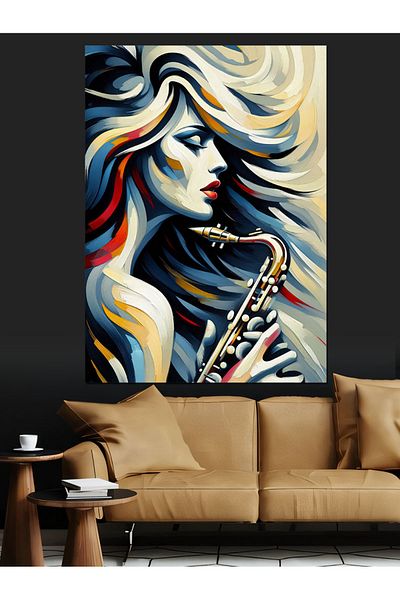 Tablomega Pânză Decorativă Femeie Muziciană - Lemn MDF