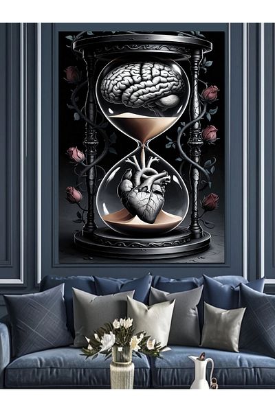 Tablomega Hourglass Decorative Canvas - Mdf Wooden Table
