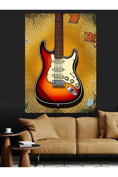 Tablomega Pop-Art Guitar Decorative Canvas - Mdf Wooden Painting