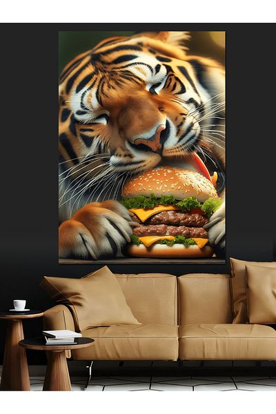 Tablomega Pânză Decorativă Hamburger Tiger - Lemn MDF