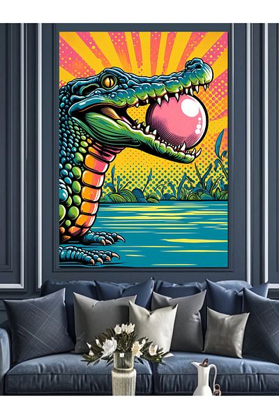 Tablomega Chewing Gum Crocodile Decorative Canvas - Mdf Wooden Painting