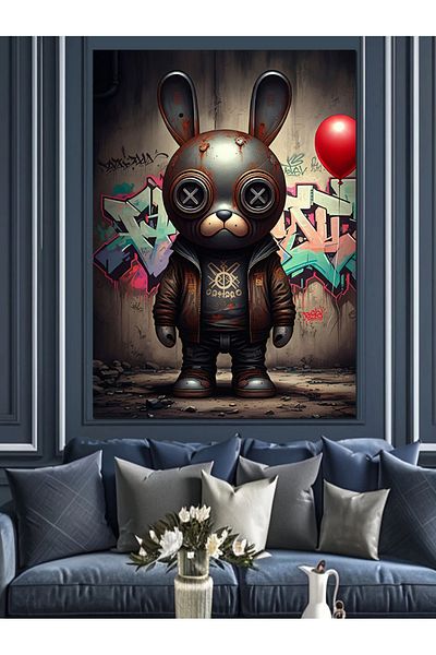 Tablomega Masked Rabbit Decorative Canvas - Mdf Wooden Painting