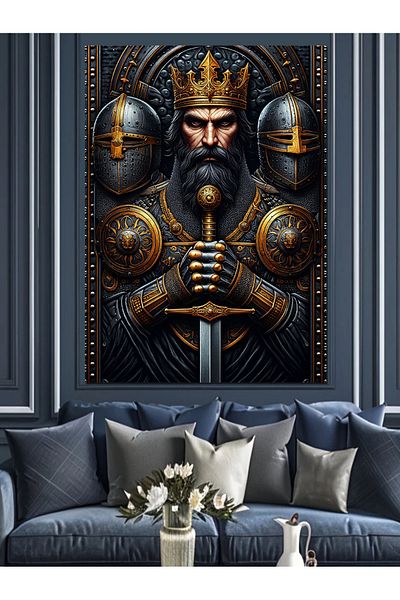 Tablomega Armored Warrior Decorative Canvas - Mdf Wooden Painting