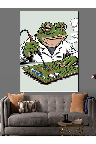 Tablomega Science Frog Decorative Canvas - Mdf Wooden Painting