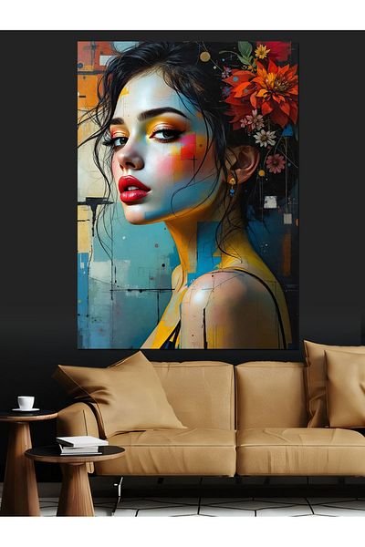 Tablomega Artistic Woman Face Decorative Canvas - Mdf Wooden Painting
