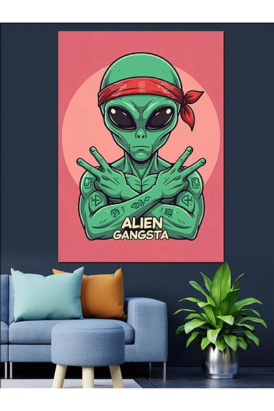 Tablomega Pânză decorativă Alien Gangster - Lemn MDF