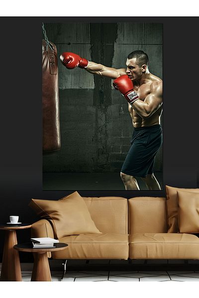 Tablomega Boxer Man Decorative Canvas - Mdf Wooden Painting