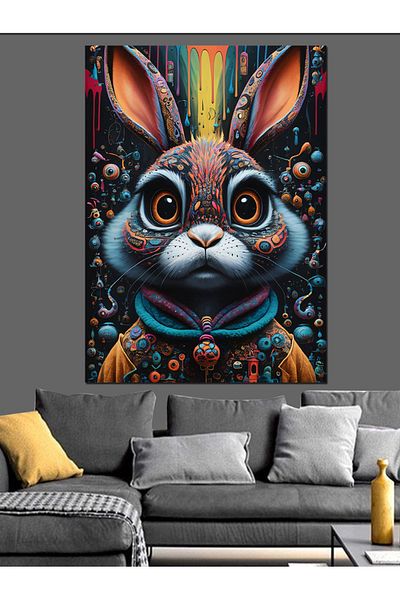 Tablomega Pânză decorativă iepure colorat - Lemn MDF