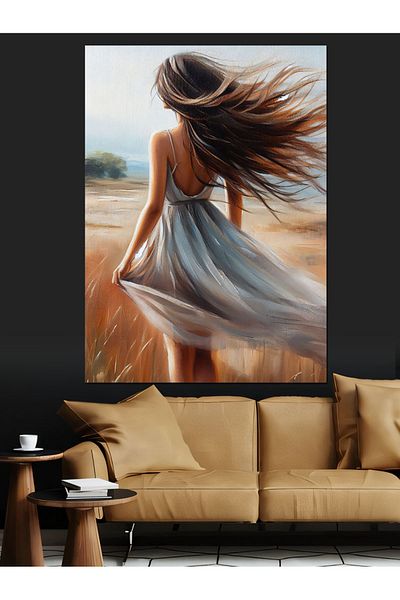 Tablomega Woman in the Wind Decorative Canvas - Mdf Wooden Painting