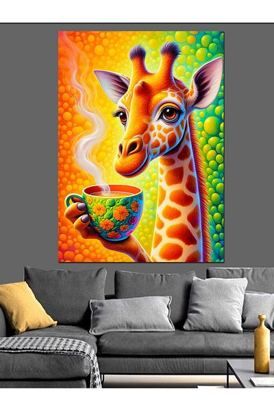 Tablomega Colorful Giraffe Decorative Canvas - Mdf Wooden Painting