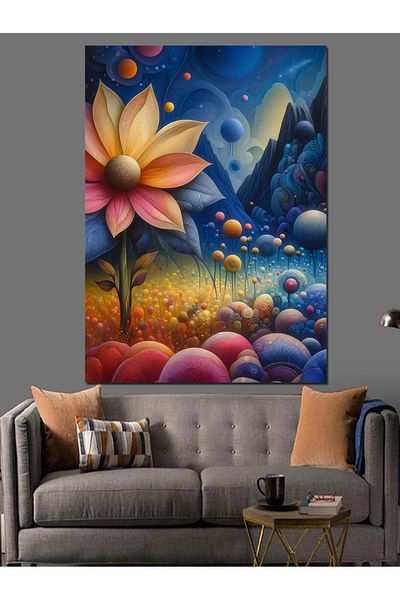 Tablomega Pânză decorativă cu peisaj floral colorat - MDF Lemn