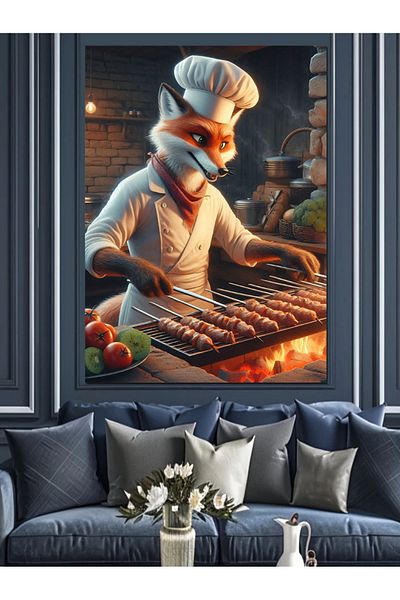Tablomega Cook Fox Decorative Canvas - Mdf Wooden Painting