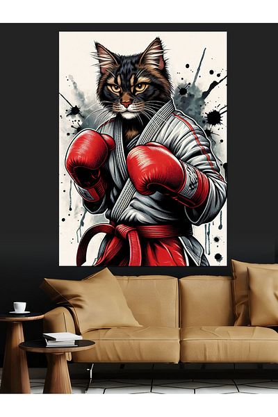 Tablomega Pânză Decorativă Boxer Cat - Lemn MDF