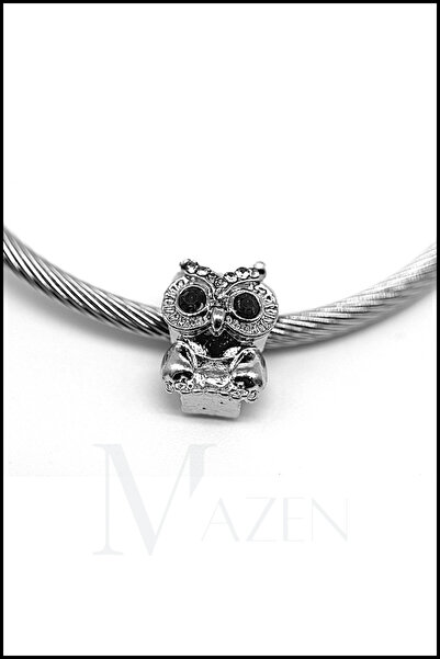 MAZEN سوار مع سحر بومة فضية اللون (قطعة واحدة)