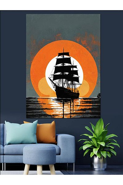 Tablomega Sailing at Sunset Decorative Canvas - Mdf Wooden Painting