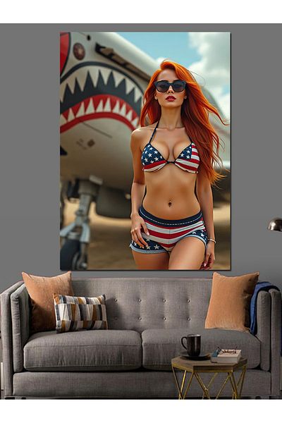 Tablomega Retro Style Woman Decorative Canvas - Mdf Wooden Painting